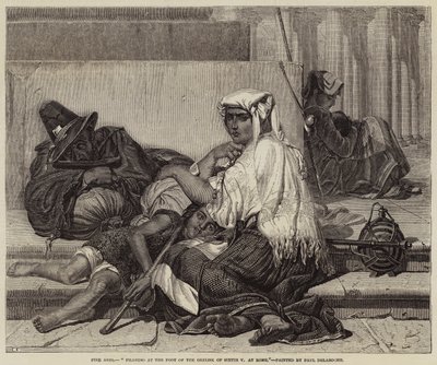 Pelgrims aan de Voet van de Obelisk van Sixtus V in Rome door Hippolyte Delaroche
